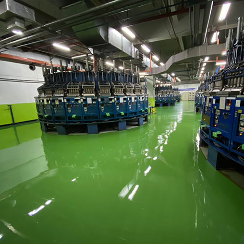 Industrial facility with green epoxy flooring in Malaysia
